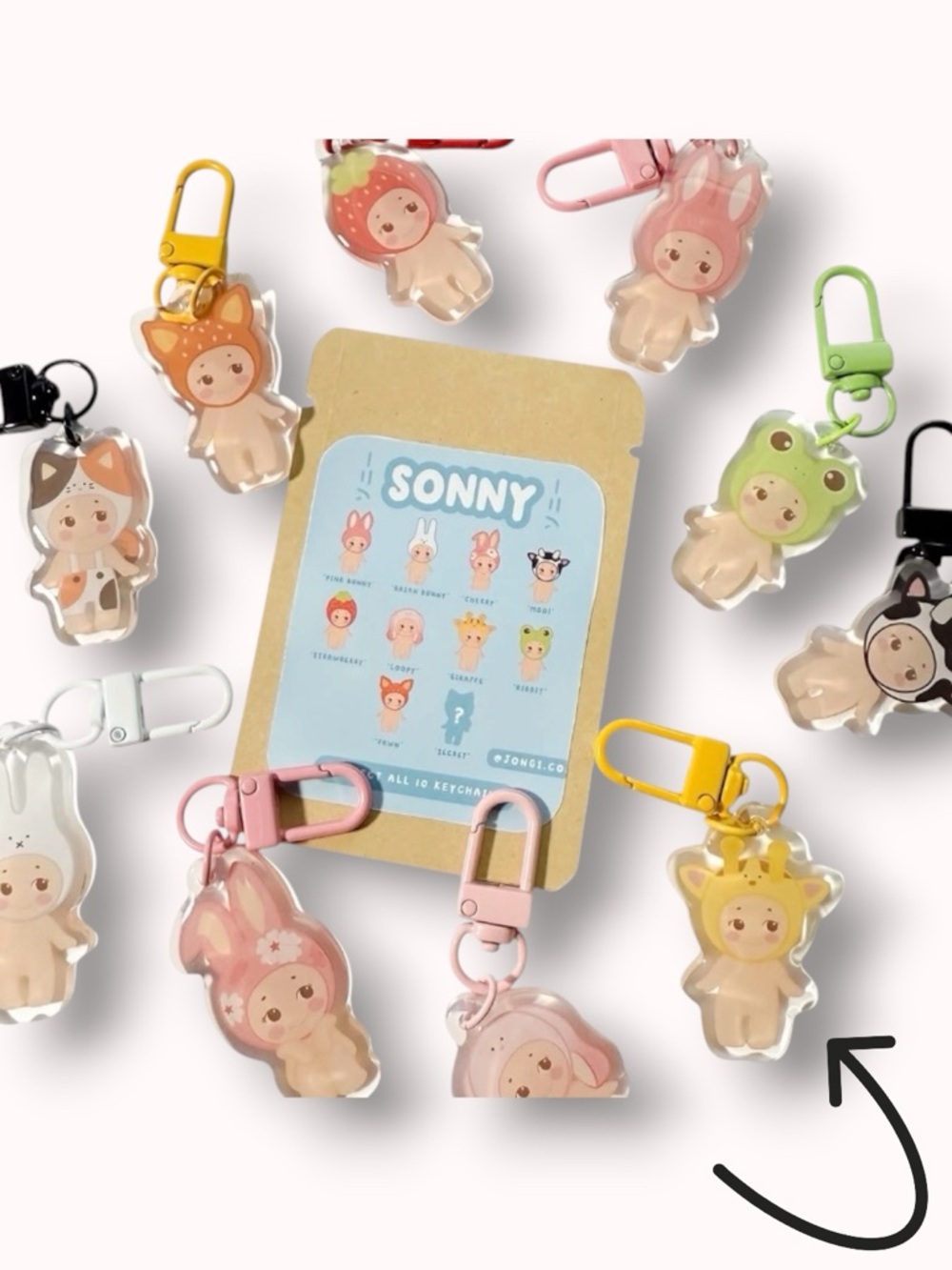 Jongi.co Sonny Angel acrylic giraffe keychain